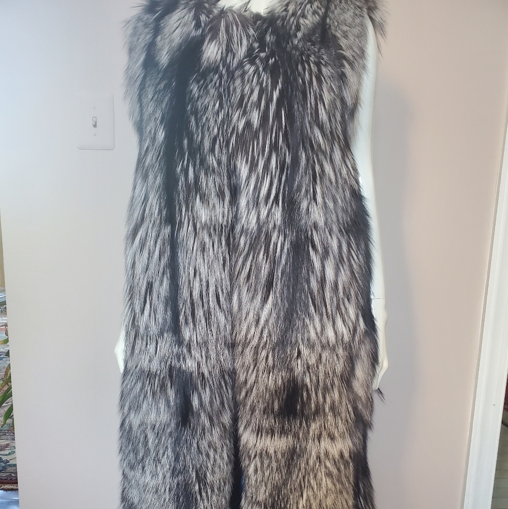 Beautiful Long Silver Fox Vest